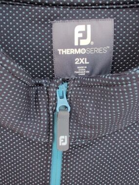 FootJoy Thermo Series Shirt XXL Blue Polka Dot AOP Quarter Zip Mid Layer Golf